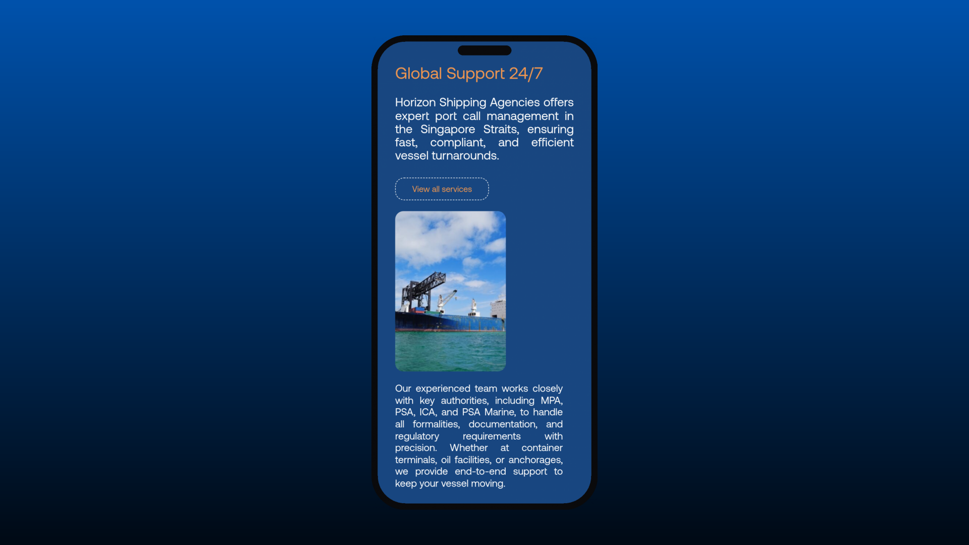 Horizon Shipping mobile experience