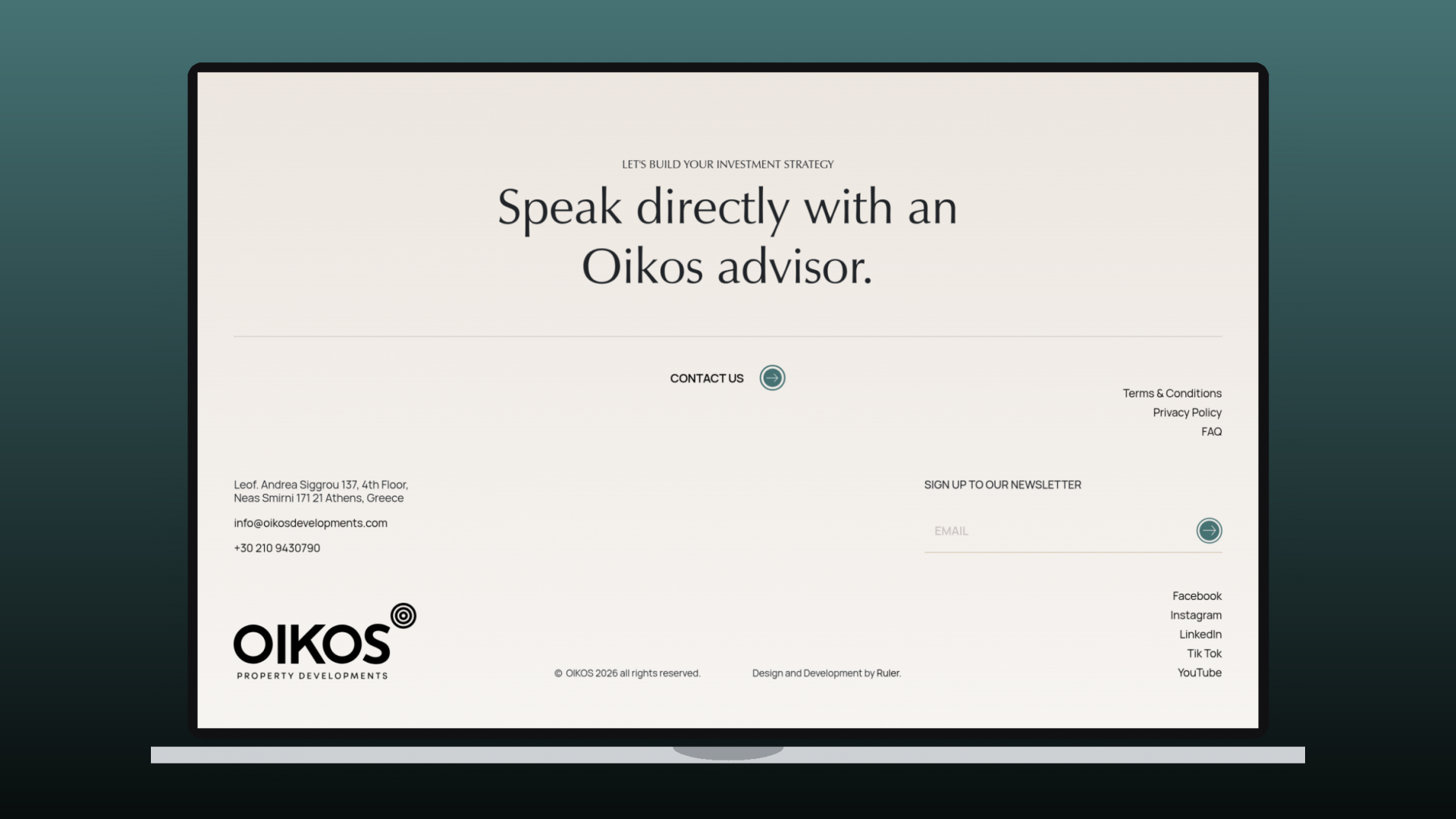 OIKOS Developments website by Ruler
