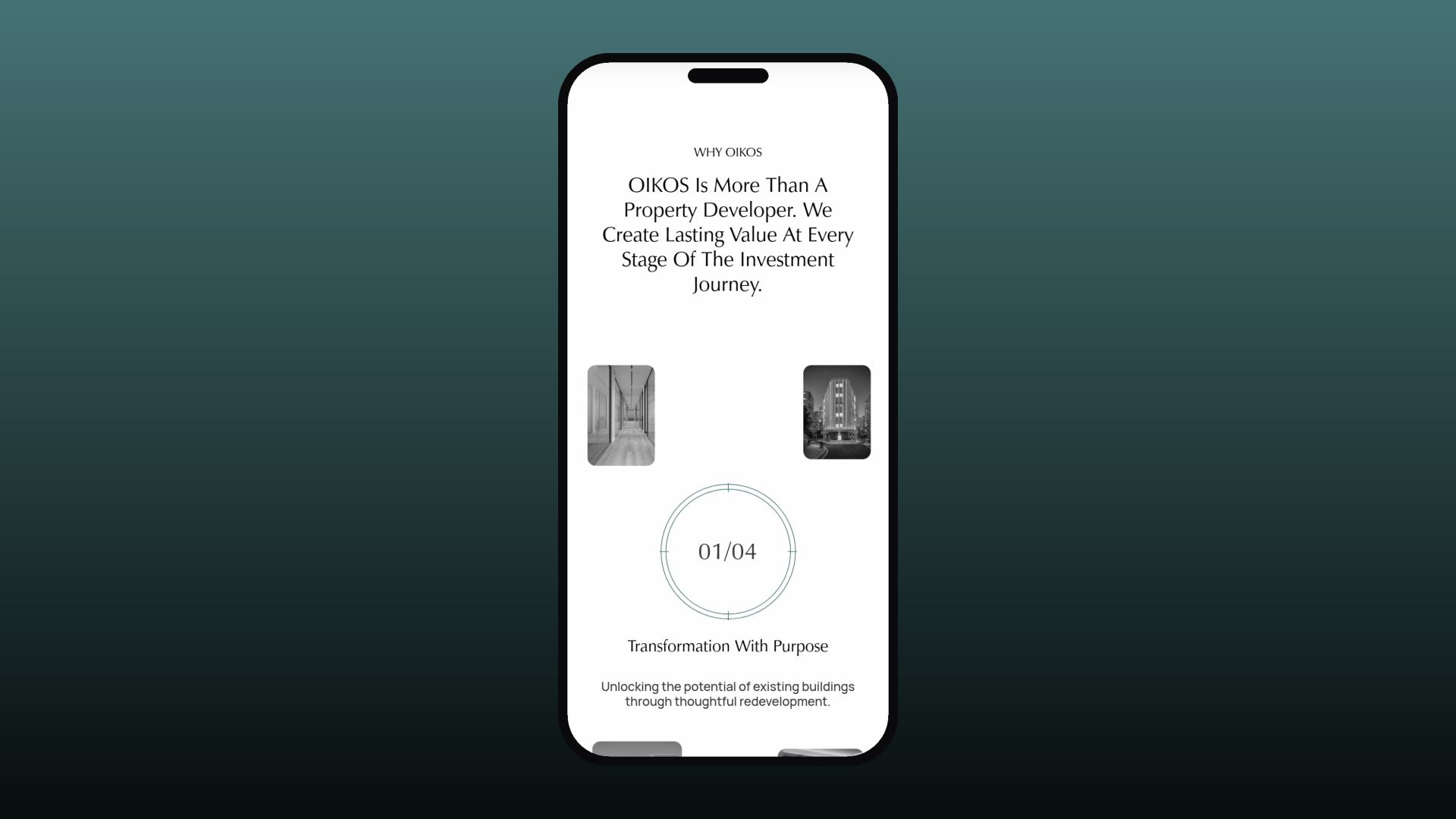 OIKOS Developments mobile experience