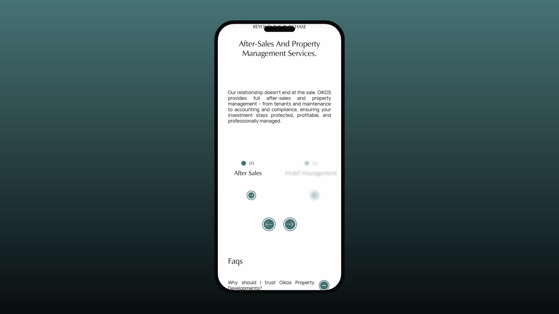 OIKOS Developments mobile experience