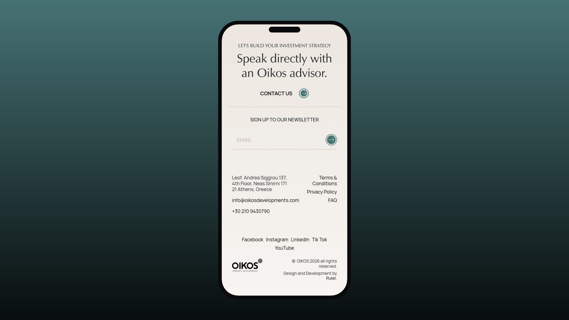 OIKOS Developments mobile experience